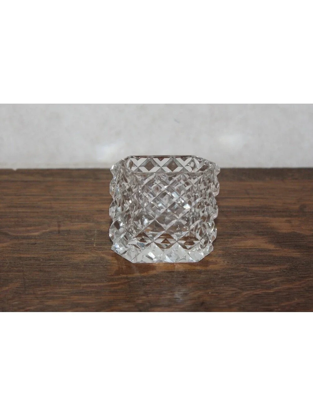 Vintage Cut Crystal Octagonal Toothpick Holder Heavy Glass